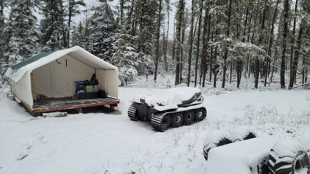 Remote Camp in the winter forest